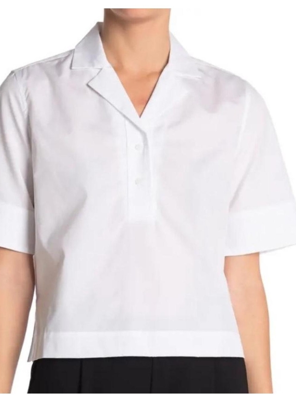 Club Monaco White Short-Sleeve Button-Front Popover Shirt